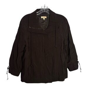 Choices Brown Jacket Womens Medium Lightweight Drawstring Zip Up Coat